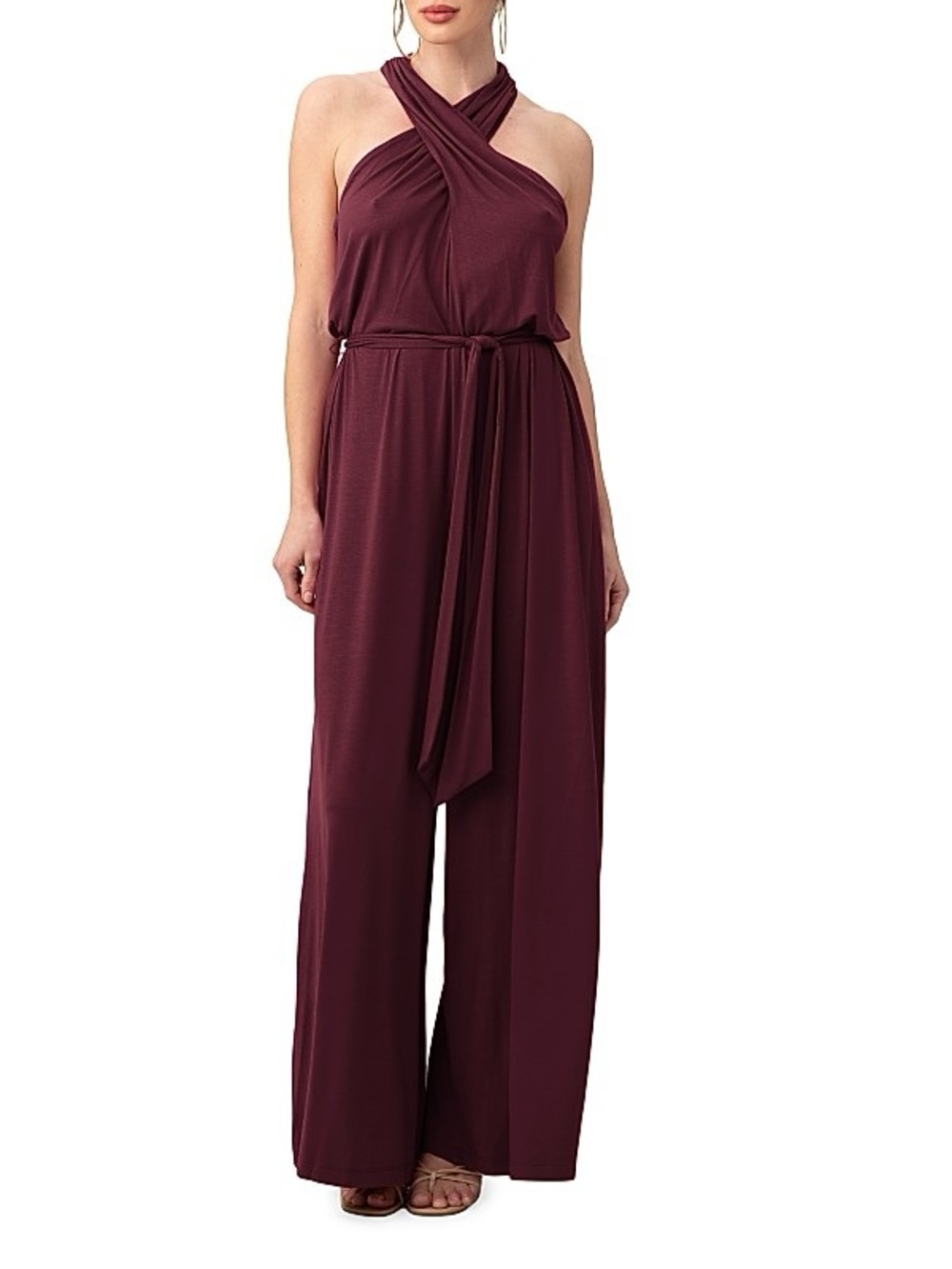 NWT Trina Turk Central Park Burgundy Halter Jumpsuit Size Small